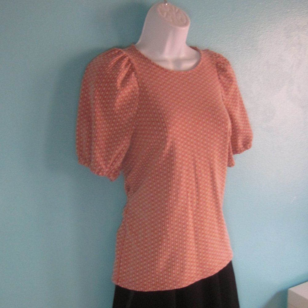 Madewell Womens Size XS Floral Jacquard Puff-Sleeve Keyhole Top Blouse 34" Bust - Picture 10 of 14